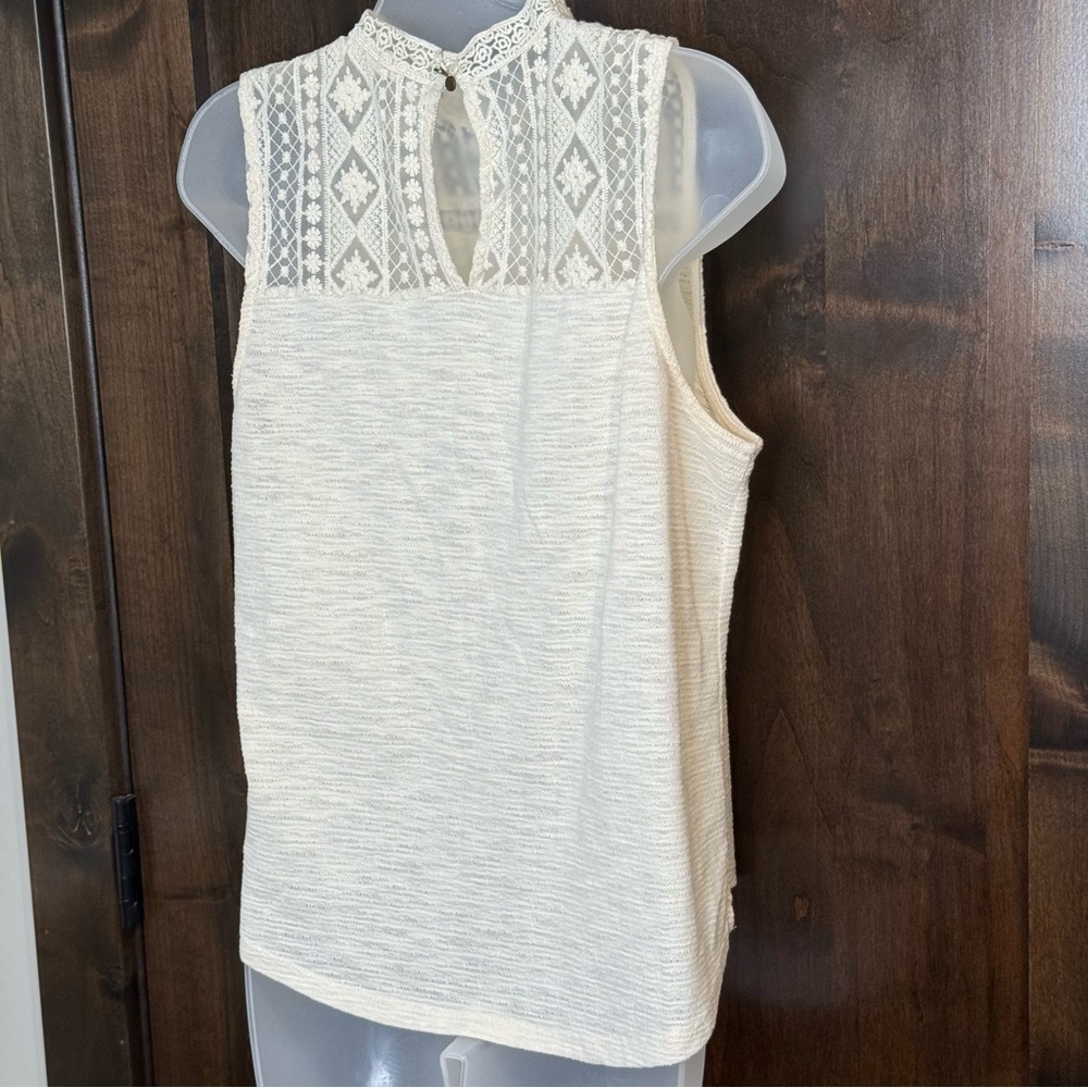 Eyeshadow Ivory lace collar Sleeveless Tank Top Women’s Size M chic casual cute - Picture 3 of 7